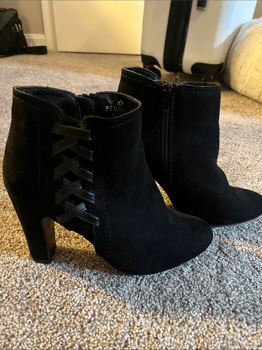 Black Suede High-Heel Ankle Boots Women’s Size 7